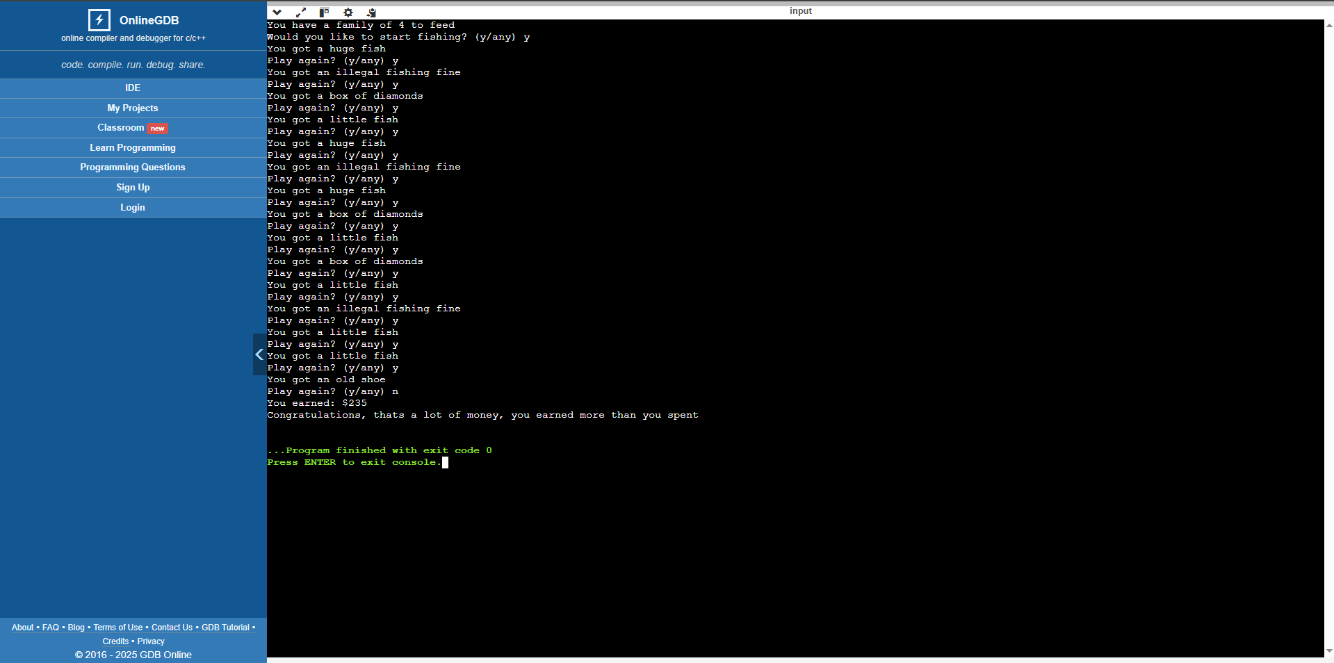 Raeed Karim made a fun little Fishing Game game for his portfolio